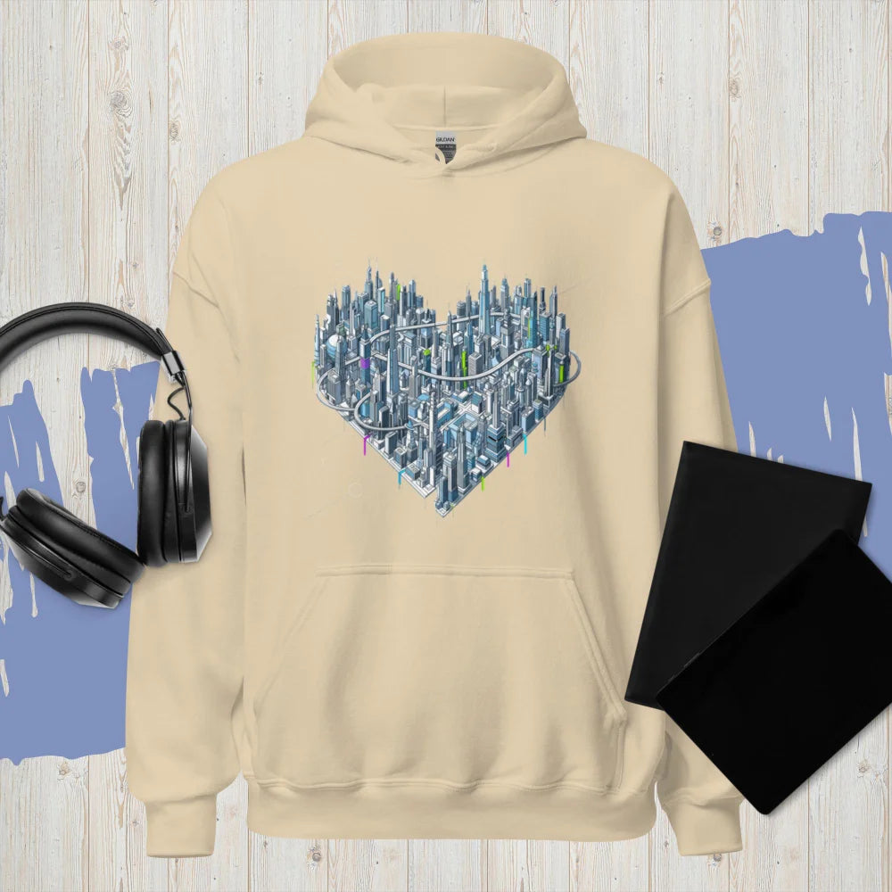 Sweat À Capuche "Futuristic Heart-Shaped City"
