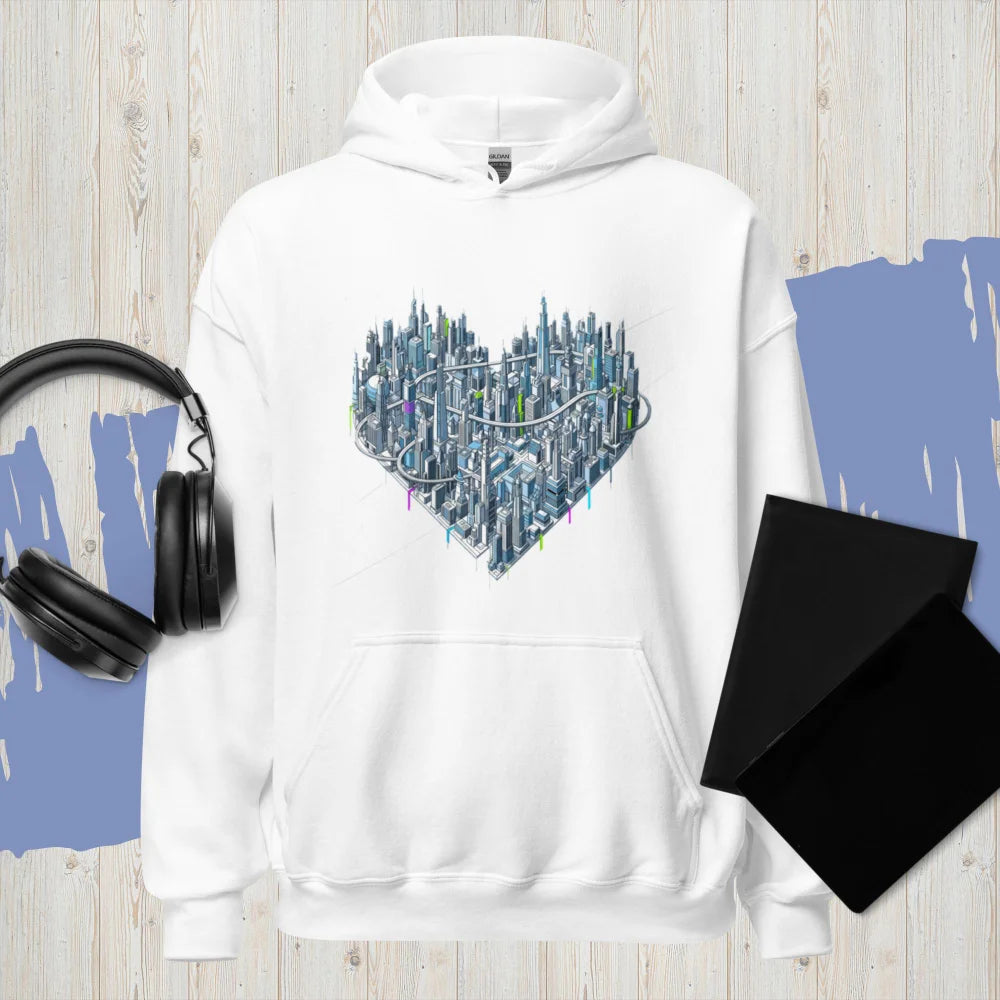 Sweat À Capuche "Futuristic Heart-Shaped City"